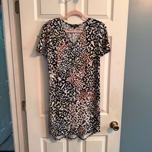 Christian Siriano New York Animal Print V Neck Casual Dress Size Small
